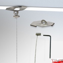 Ceiling-to-Floor Grid Clip Brochure Holder Set - Leaflet Dispenser Hanging with Twist-On Weighted Cables!