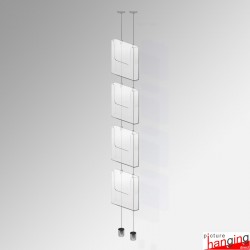 Ceiling-to-Floor Grid Clip Brochure Holder Set - Leaflet Dispenser Hanging with Twist-On Weighted Cables!
