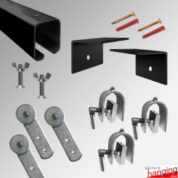 Wall-to-Wall Rug Hanging System - Create Room Divider/Middle-Of-Room Carpet Displays (Rail & Sliding Rug Clamps)