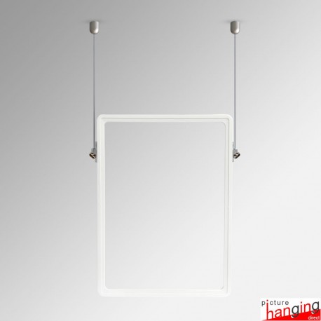 Double-Sided Ceiling Cable Poster Display Kit (A3, A4, A5) - Complete Hanging Wires & Frames, Portrait