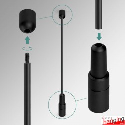 Black Rod Display Shelf Fittings Kit - Create Suspended Glass & Wood Shelving Units (Shelf Boards Not Included)