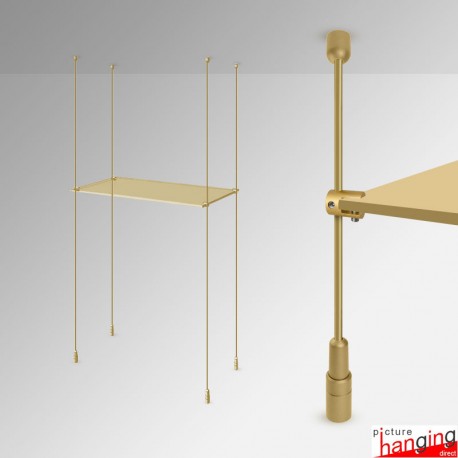 Gold Rod Display Shelf Fittings Kit - Create Suspended Glass & Wood Shelving Units (Shelf Boards Not Included)
