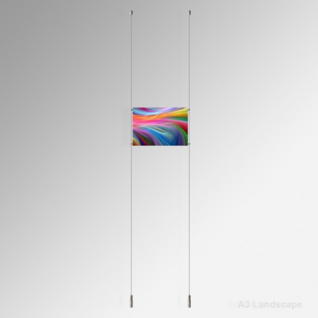 A3 Ready-Made Cable Display Kits (Ceiling-to-Floor) - Acrylic Pockets & All Fittings Set, Complete System