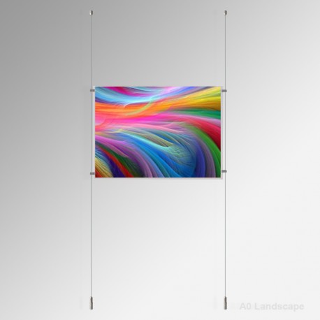 A0 Ready-Made Cable Display Kits (Ceiling-to-Floor) - Acrylic Pockets & All Fittings Set, Complete System