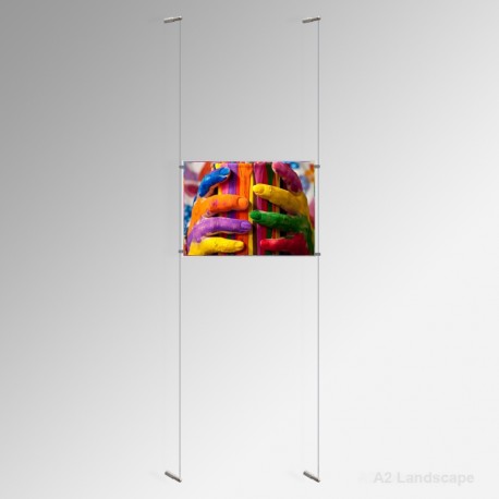 A2 Ready-Made Cable Display Kits (Wall-to-Wall) - Acrylic Pockets & All Wall Fittings Set, Complete System