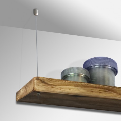 Wooden Shelf Fixed Cable Kit - Ceiling-Mounted Cable Wire & Shelf Fitting Only (No Shelving Boards)