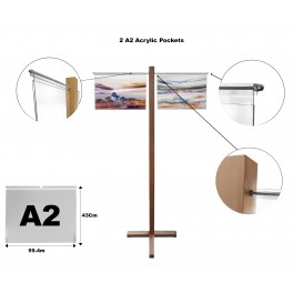 Window Display hook on over pocket Stand A2 Portrait expo office