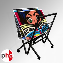 Folding Poster Browser, Metal Poster Rack in Black