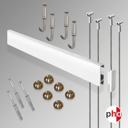 Clip Rail 2m 'All-in-one' Gallery System Kit (Heavy Duty), White Finish