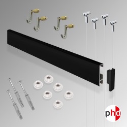 Clip Rail 2m 'All-in-one' Gallery System Kit, Black Finish