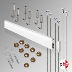 Clip Rail 3m 'All-in-one' Gallery System Kit (Heavy Duty), White Finish