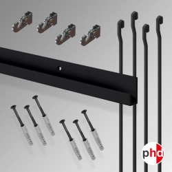 J Rail 2m 'All-in-one' Hanging Rod 40kg Kit, Black Finish