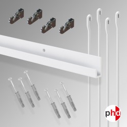 J Rail 2m 'All-in-one' Hanging Rod 40kg Kit, White Finish