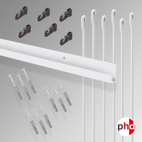 J Rail 3m 'All-in-one' Hanging Rod 40kg Kit, White Finish