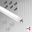 P Rail 3m 'All-in-one' Hanging Rod 40kg Kit, White Finish