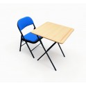 Folding Table with Blue Fabric Chair Set