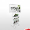 Retail Easel Product Stand - 180cm Freestanding Glass Shelving & Advertising Board