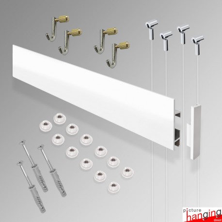 Cliprail Max Kit, Complete Picture Rail & Hooks Set (Gallery System For Walls)