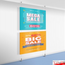 Cable Display Canvas Hanging Kit - Ceiling-to-Floor Cables & Fittings for Artwork & Signs